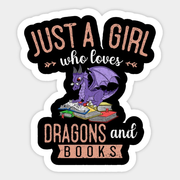 Just A Girl Who Loves Dragons And Books Reading Dragon Sticker by cloutmantahnee